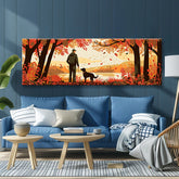 Painting by Numbers Panorama Man with Dogs in Autumn